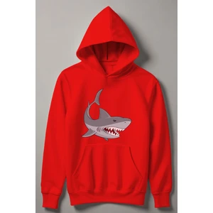 Köpekbalığı Baskılı Kapşonlu Çocuk Sweatshirt 12490