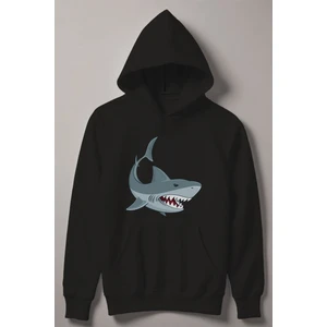 Köpekbalığı Baskılı Kapşonlu Çocuk Sweatshirt 12490
