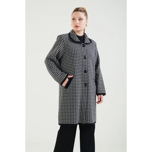 Kadın Çift Cepli Desenli Anne Hırkası Füme