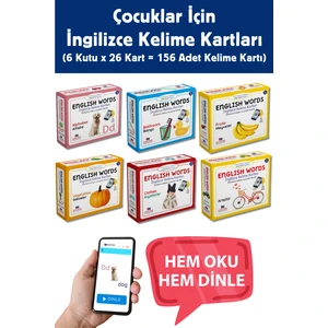 Limasollu Naci Öğretim Yayınları İngilizce Kelime Kartları Seti 156 Kart, 6 Poster, Çocuklar için Alfabe Araçlar Meyveler Banyo