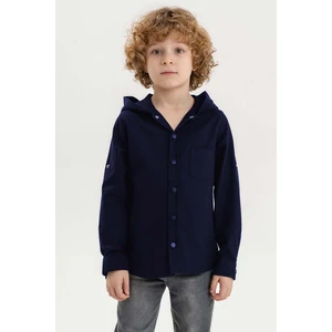 Gold Class Kidswear Kapüşonlu Cepli Katlanabilir Kol Erkek Çocuk Gömlek