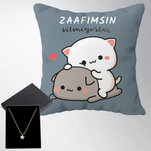 Zaafımsın Bilmiyorlar Puf Yastık  & Yıldız Kolye Hediye