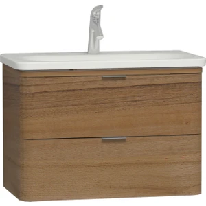 Nest Trendy 56147 Lavabo Dolabı, Çift Çekmeceli, Hareli Doğal Ahşap 80 cm