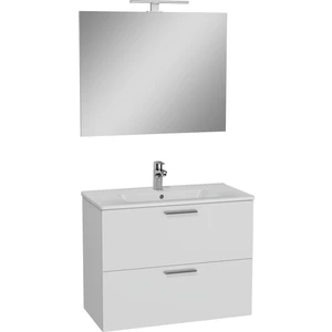 Mia 75024 Banyo Dolabı Seti, Çekmeceli, 80 cm, Parlak Beyaz