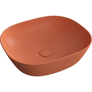 Plural 7810B477-0016 Kare Alçak Çanak Lavabo, VitrA Clean, 45 cm, Mat Terra Rossa
