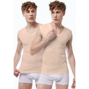 Erkek Ten Rengi 2 Li Paket V Yaka Iz Yapmayan Modal Kolsuz Görünmez Atlet 064 2M064