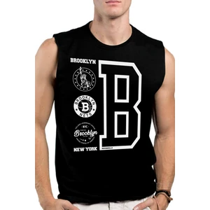 Brooklyn Logo Siyah Erkek Kesik Kol / Kolsuz Tişört