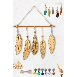 Ahşap Tüy Boyama Seti Rustik Bohem Kendin Yap Ev Ofis Duvar Balkon Bahçe Dekorasyon Objesi Farklı Boylarda Kendi Zevkinize Göre Renklendirebileceğiniz Dekorasyon Objesi