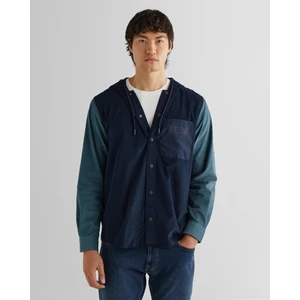 Erkek Lacivert Oversize Fit Kapüşonlu Logolu Gömlek 3824315T.410