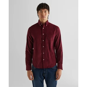 Erkek Bordo Regular Fit Düğmeli Yaka Kadife Gömlek 3230228.638