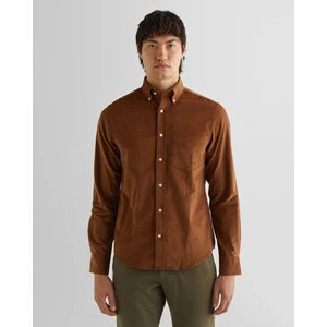 Erkek Kahverengi Regular Fit Düğmeli Yaka Kadife Gömlek 3230228.220