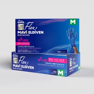 Pudrasız Eldiven Mavi 100'LÜ Paket S Beden