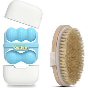 Ice Roller Çift Taraflı Buz Silindiri Terapi Etkili Yüz Masaj & Cilt Soğutma Bakım Aleti ve At Kılı Selüliit Fırçası