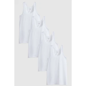 Twn Beyaz Standart Fit Nefes Alabilen Teri Emen %100 Pamuklu 4'Lü Atlet 1HC12ORTATL04