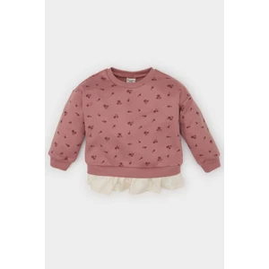 Kız Bebek Bisiklet Yaka Çiçekli İçi Yumuşak Tüylü Sweatshirt D7184A524WN