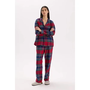 Fall in Love Pijama Takımı Kareli Flanel Uzun Kollu Üst Esnek Belli Uzun Alt V4015AZ24WN