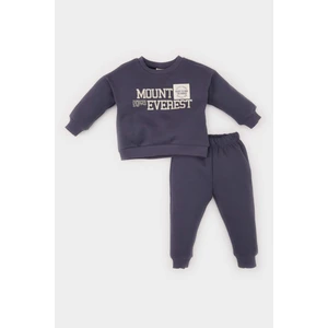 Erkek Bebek 2'li Takım Bisiklet Yaka Baskılı Sweatshirt Beli Lastikli Eşofman Altı D6767A524WN