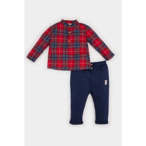 Erkek Bebek 2'li Takım Uzun Kollu Flanel Kareli Gömlek Beli Lastikli Pantolon D6509A524WN