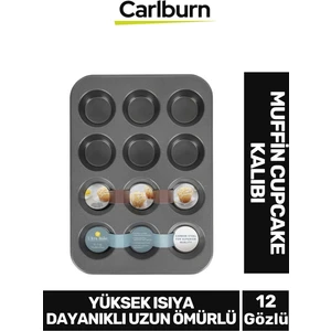Yüksek Isıya Dayanıklı Uzun Ömürlü Yapışmaz Yıkanabilir 12 Gözlü Muffin Cupcake Kalıbı