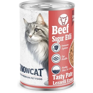 Snow Cat Premium Tahılsız Kıyılmış Sığır Etli Kedi Konservesi 12 ADET*400 G
