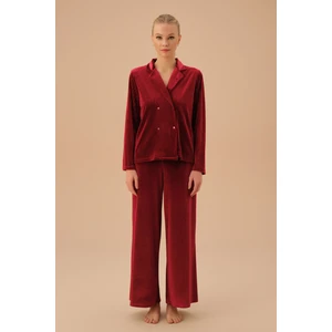 Line Velvet Maskülen Pijama Takımı