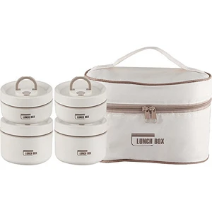 Shun Shop Taşınabilir Thermos 304 Paslanmaz Çelik Yalıtımlı Öğle Yemeği Kutusu Sızdır Köplü Kova Öğrenci Öğle Yemeği Kutusu Çok Katmanlı Yuvarlak Bento Kutusu (Yurt Dışından)