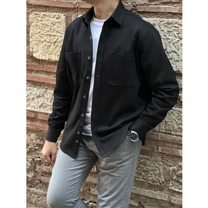 Oversize Gabardin Pamuklu Hediye Kutulu Erkek Gömlek Ceket (Code: H.9942 Lux Gabardin) - Siyah