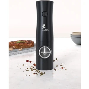 Portofino Pilli Tuz Karabiber Değirmeni Otomatik Baharat Öğütücü Tekli Siyah