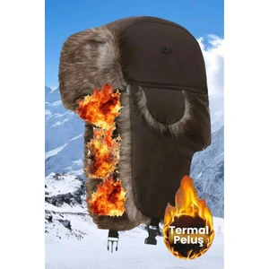 Termal Peluş Kürklü Pilot Şapka