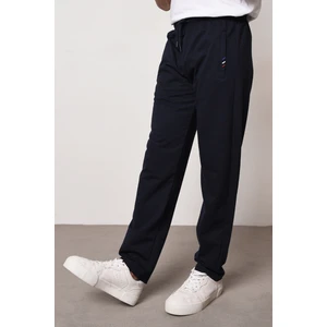 Lacivert Erkek Fermuar Cep Nakış Detaylı Düz Paça Rahat Kesim Eşofman Altı