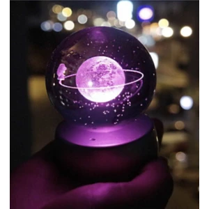 3D Satürn Kız Renk Değiştiren Işıklı Kristal Küre