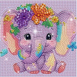 Miki & Miki Elmas Boyama Sanat Kiti Dıy Karikatür Hayvan Taşlı Sanat Mozaik Seti - Fil