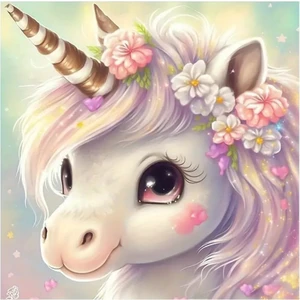Miki & Miki Elmas Boyama Sanat Kiti Dıy Karikatür Hayvan Taşlı Sanat Mozaik Seti - Unicorn