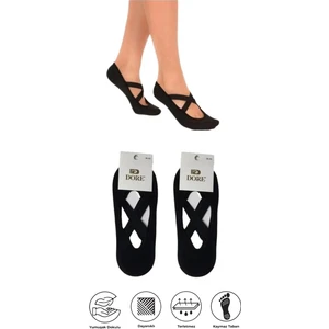 Dore Çorap Kaydırmaz Tabanlı Yoga Fitness Pilates Çorap Standart Beden 2 Çift Siyah