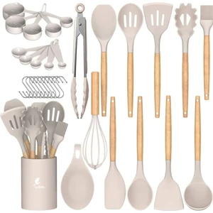 Mikla Isıya Dayanıklı Yanmaz Yapışmaz 33 Parça Silikon Spatula Mutfak Seti Vanilya