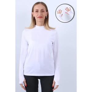 Kadın Boğazlı Parmak Detaylı Uzun Kollu Body