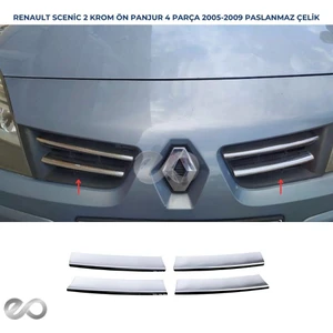 Ebal Oto Renault Scenic 2 Krom Ön Panjur 4 Prç. 2005-2009 P. Çelik