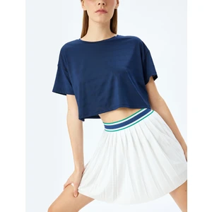 Crop Bisiklet Yaka Rahat Kalıp Nefes Alan Spor Tişört