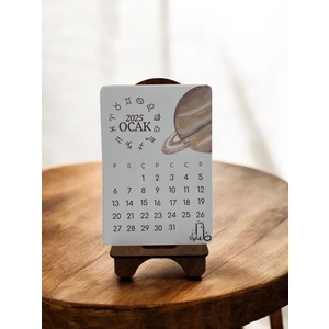 Hobi Reyon 2025 Takvim - Astroloji Burç ve Gezegenleri Standlı Masaüstü Takvim- Ahşap Telefon Tutucu