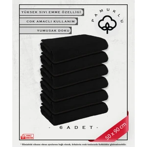 %100 Pamuk Havlu Yüz ve Fitness Havlu Seti Siyah - Hassas Ciltlere Özel 6 Adet