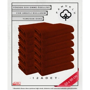 %100 Pamuk Havlu Yüz ve Fitness Havlu Seti Kırmızı - Hassas Ciltlere Özel 12 Adet