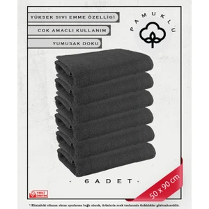 %100 Pamuk Havlu Yüz ve Fitness Havlu Seti Gri- Hassas Ciltlere Özel 6 Adet
