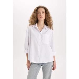 Oversize Geniş Kalıp Poplin Uzun Kollu Gömlek E2294AXNS