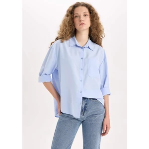 Oversize Geniş Kalıp Poplin Uzun Kollu Gömlek E2294AXNS
