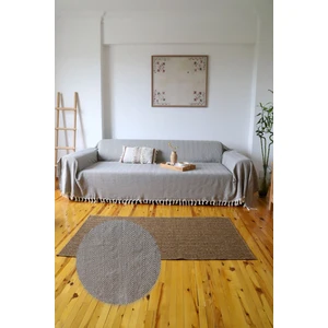 Koza Mix Kolları Örten Koltuk Örtüsü 180X300 Battal Boy Koyu Gri