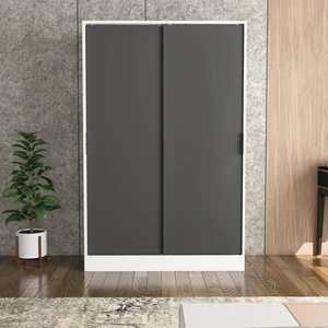 Berceste Antrasit Beyaz 2 Sürgü Kapaklı 8 Bölmeli Dolap Gardırop