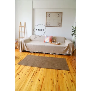 Koza Mix 2'li Kolları Örten Koltuk Örtüsü 180X300 Battal Boy Bej