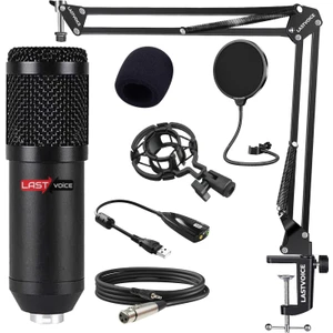 BM800BT Black Kondanser Mikrofon Stand Filtre Ses Kartı (PC ve Telefonda Çalışır)