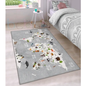Bebişim Halı Eğitici Harita Hayvanlar Desenli Çocuk Odası Halısı