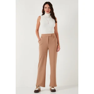 Regular Fit Yüksek Bel Bol Paça Pantolon Bayan Pantolon 5861279